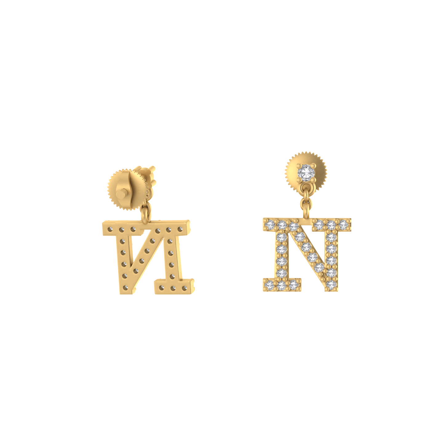 Personalized Glamour: 14K Gold Dangle Drop 'N' Initial Earrings
