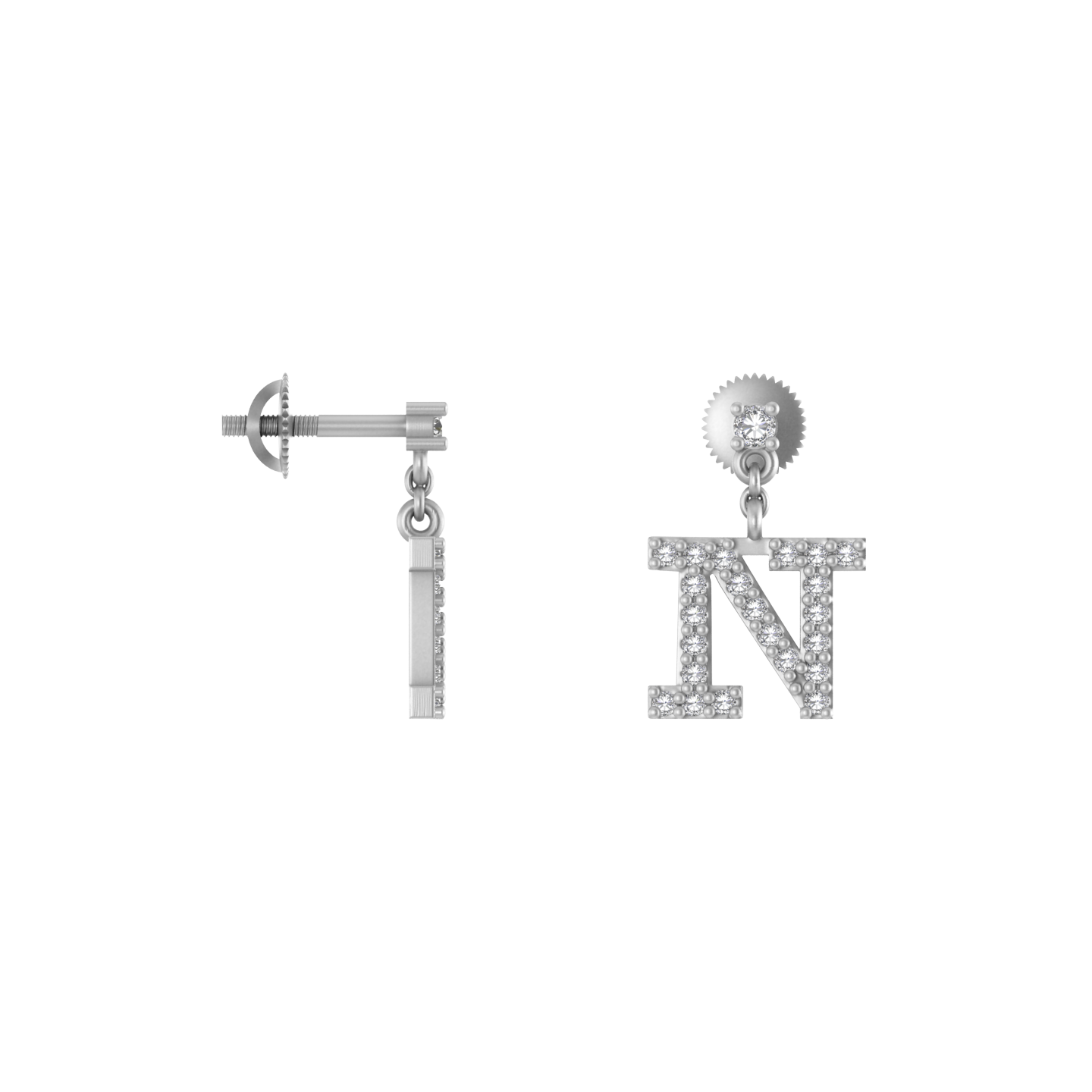 Personalized Glamour: 14K Gold Dangle Drop 'N' Initial Earrings