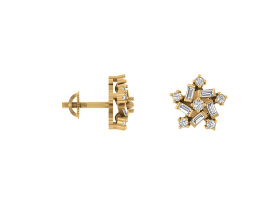 Luminescent Stars: 14K Gold Star Shape Ensemble Earring