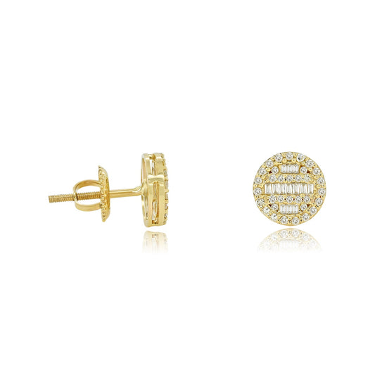 Opulent Orbits: 14K Gold Round Stud Earrings for Elevated Elegance