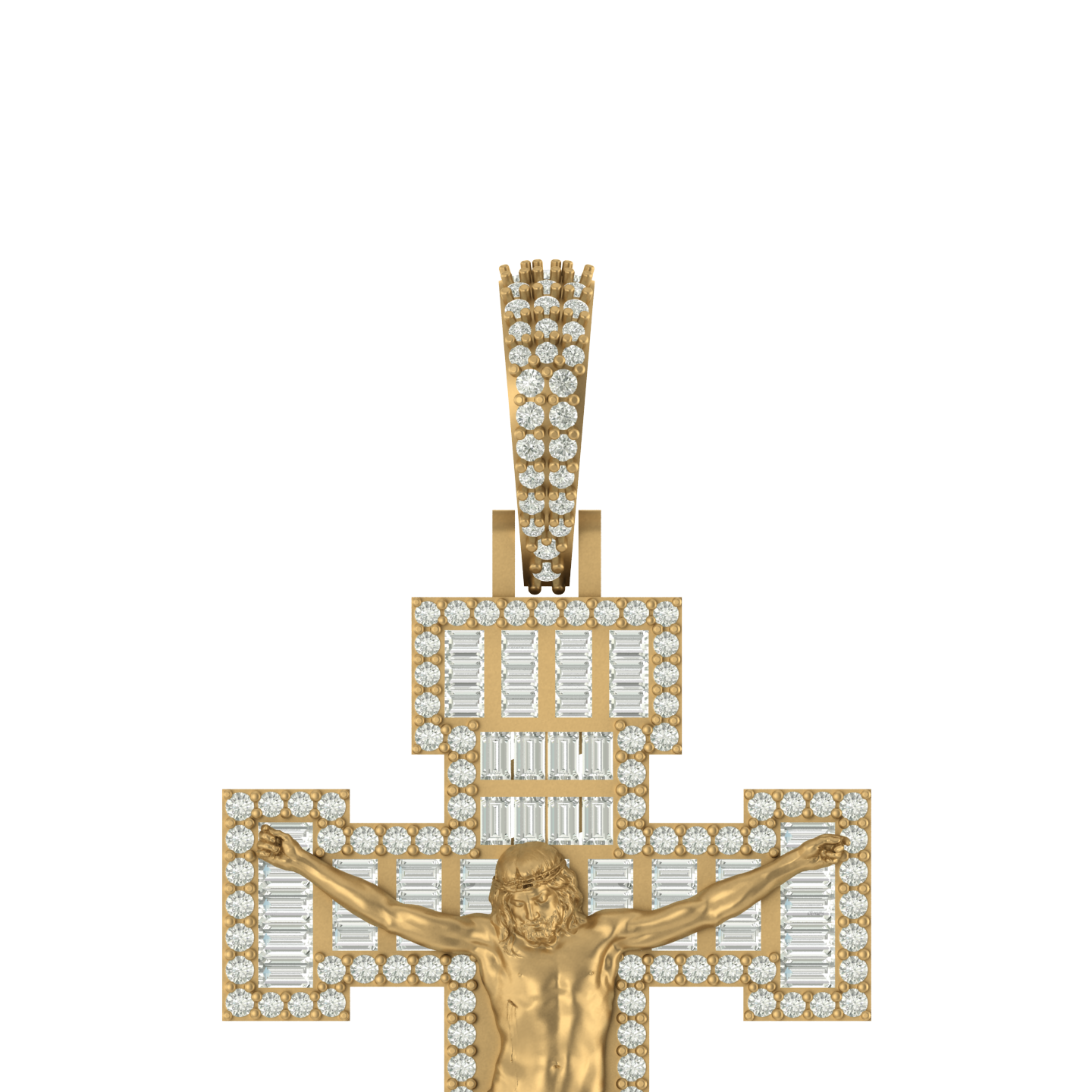 Heavenly Reflections: 14K Gold Jesus Cross Pendant