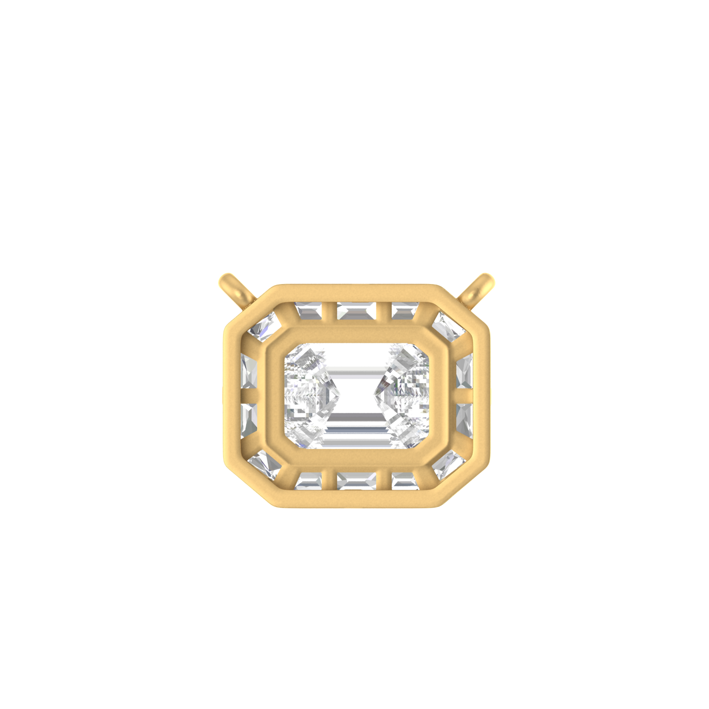 Gemstone Majesty: 14K Gold Gemstone Rectangle Pendant with Chain