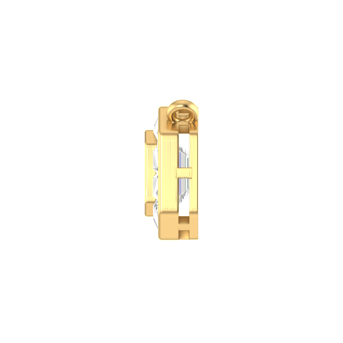 Gemstone Majesty: 14K Gold Gemstone Rectangle Pendant with Chain