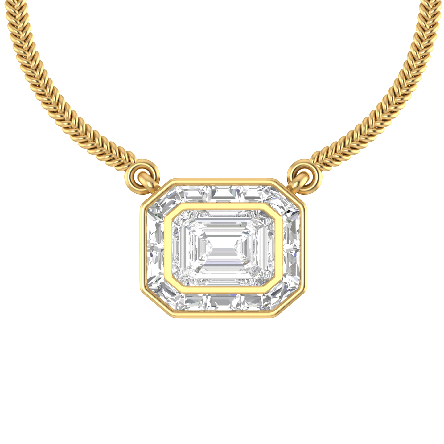 Gemstone Majesty: 14K Gold Gemstone Rectangle Pendant with Chain