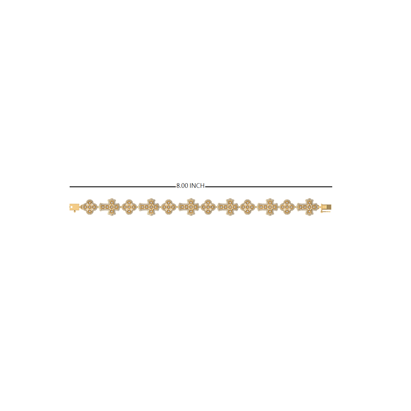 Gilded Faith and Fortune: 14K Gold Cross and Clover Bracelet
