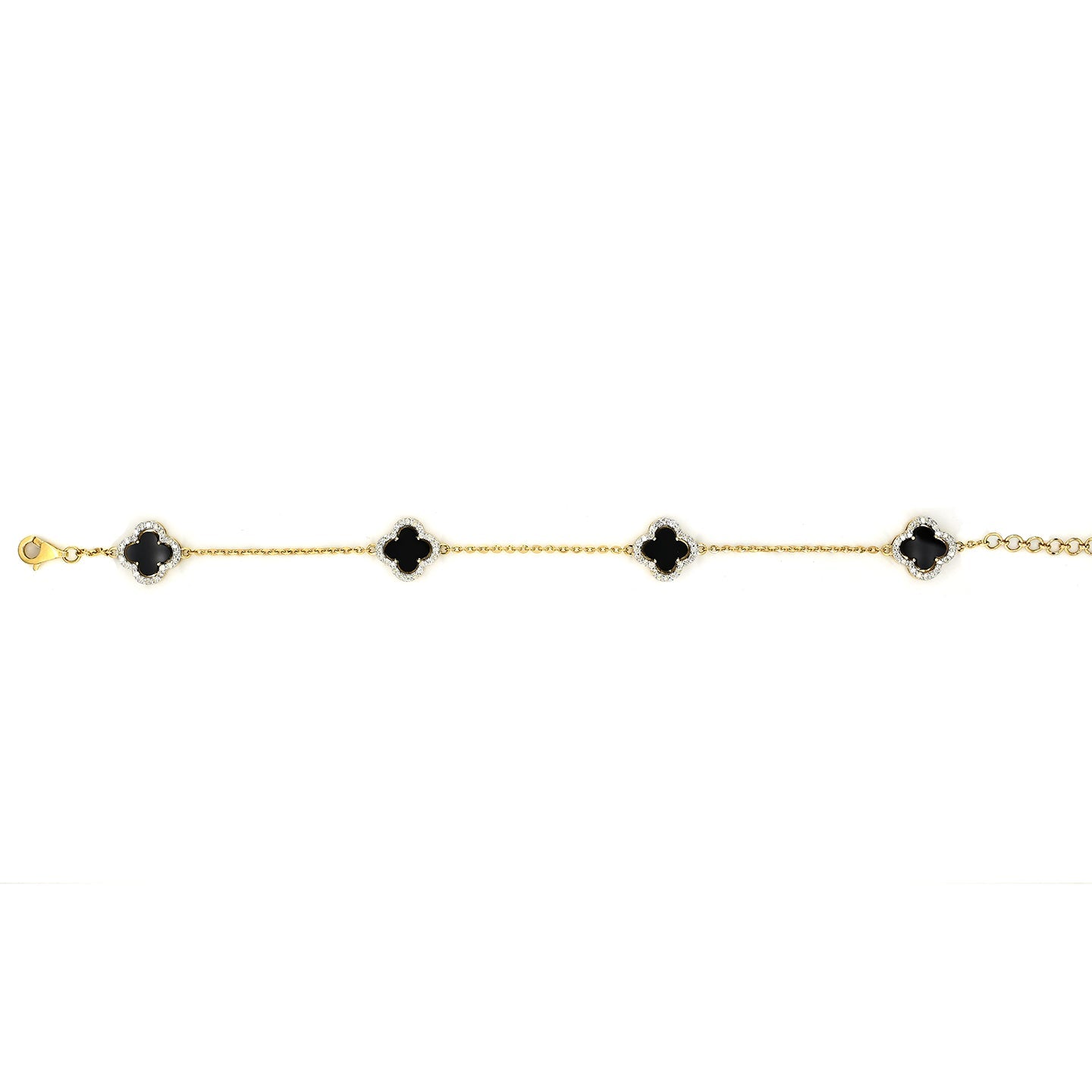 Radiant Charm: 14k Gold Clover Bracelet