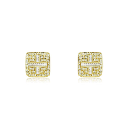 Classic Glamour: Square Stud Earrings in 10K Gold