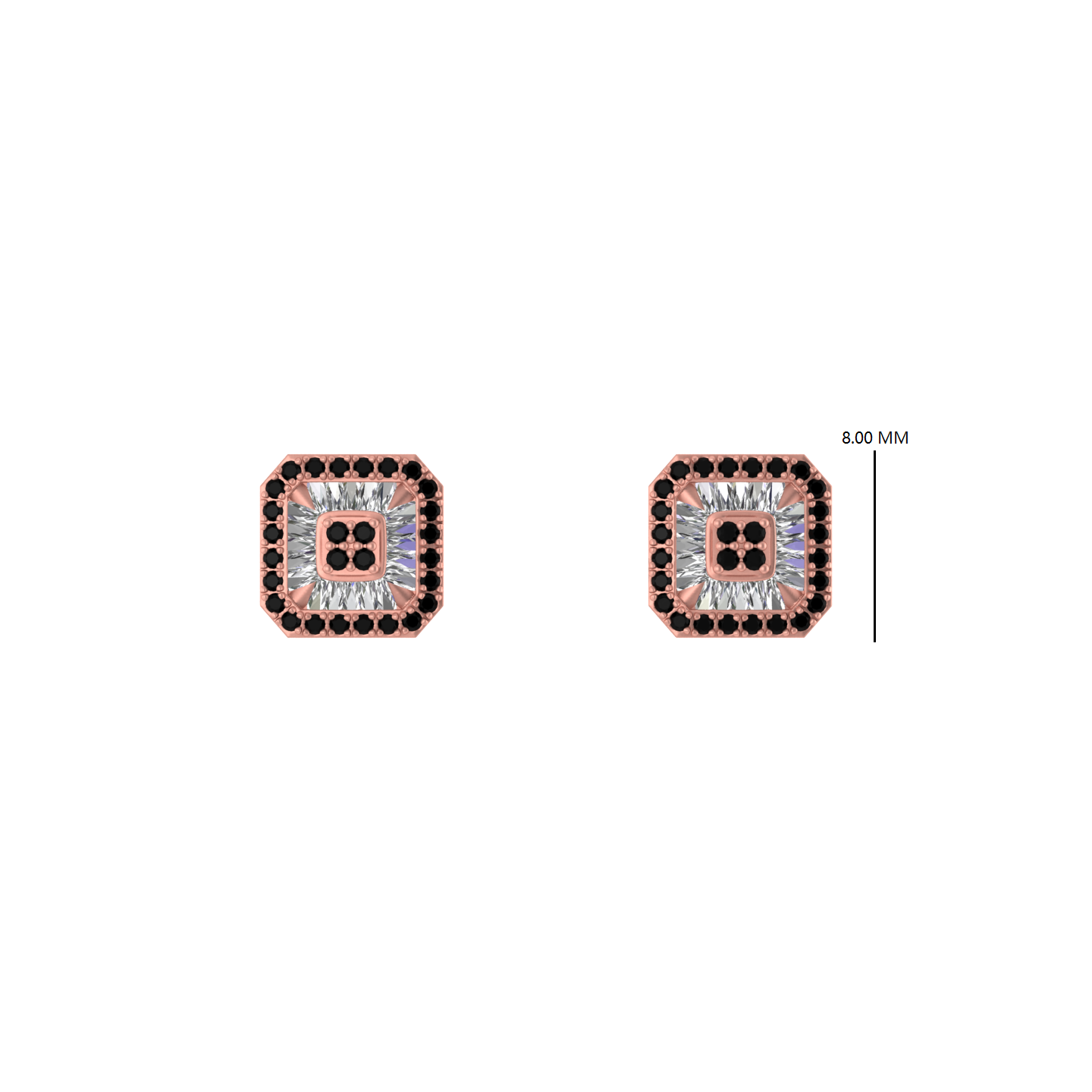 Mocha Opulence: Brown & White Diamond Square Bliss Earrings