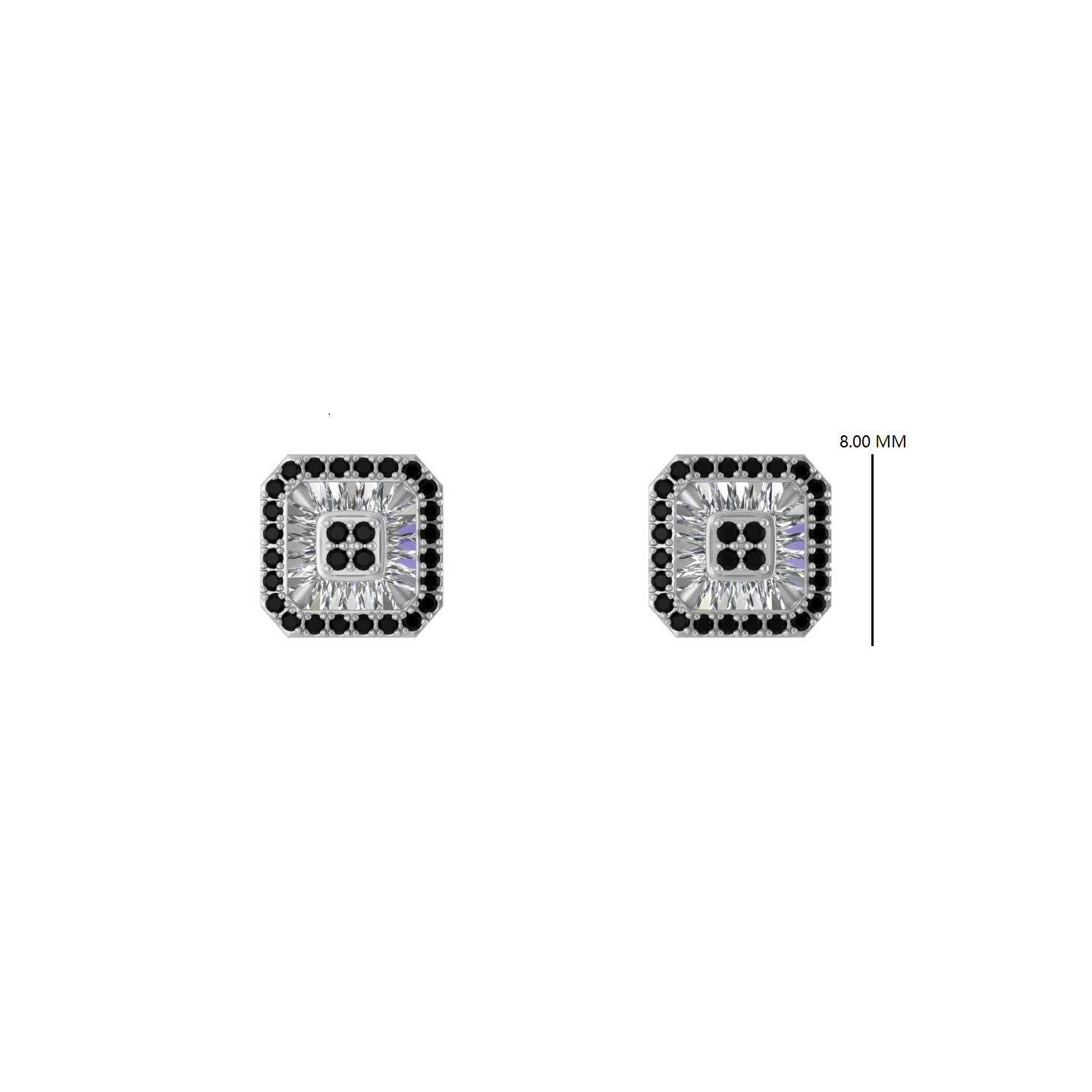 Mocha Opulence: Brown & White Diamond Square Bliss Earrings