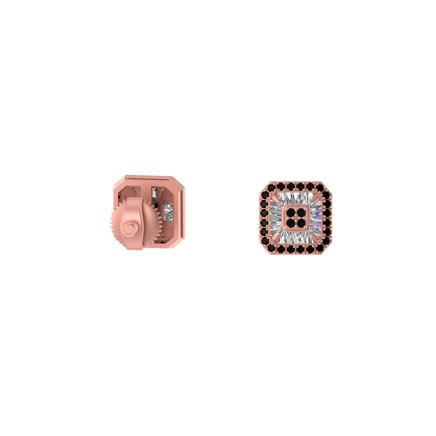 Mocha Opulence: Brown & White Diamond Square Bliss Earrings