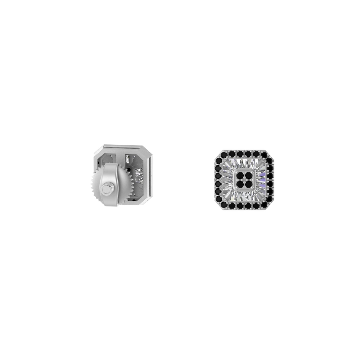 Mocha Opulence: Brown & White Diamond Square Bliss Earrings