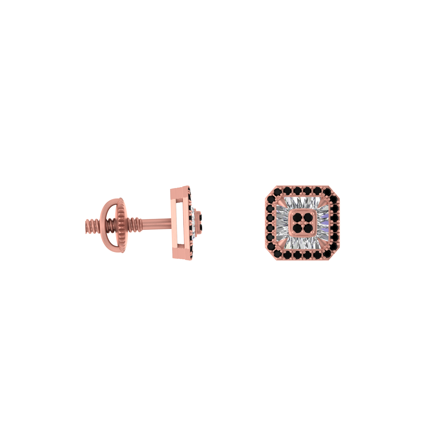 Mocha Opulence: Brown & White Diamond Square Bliss Earrings