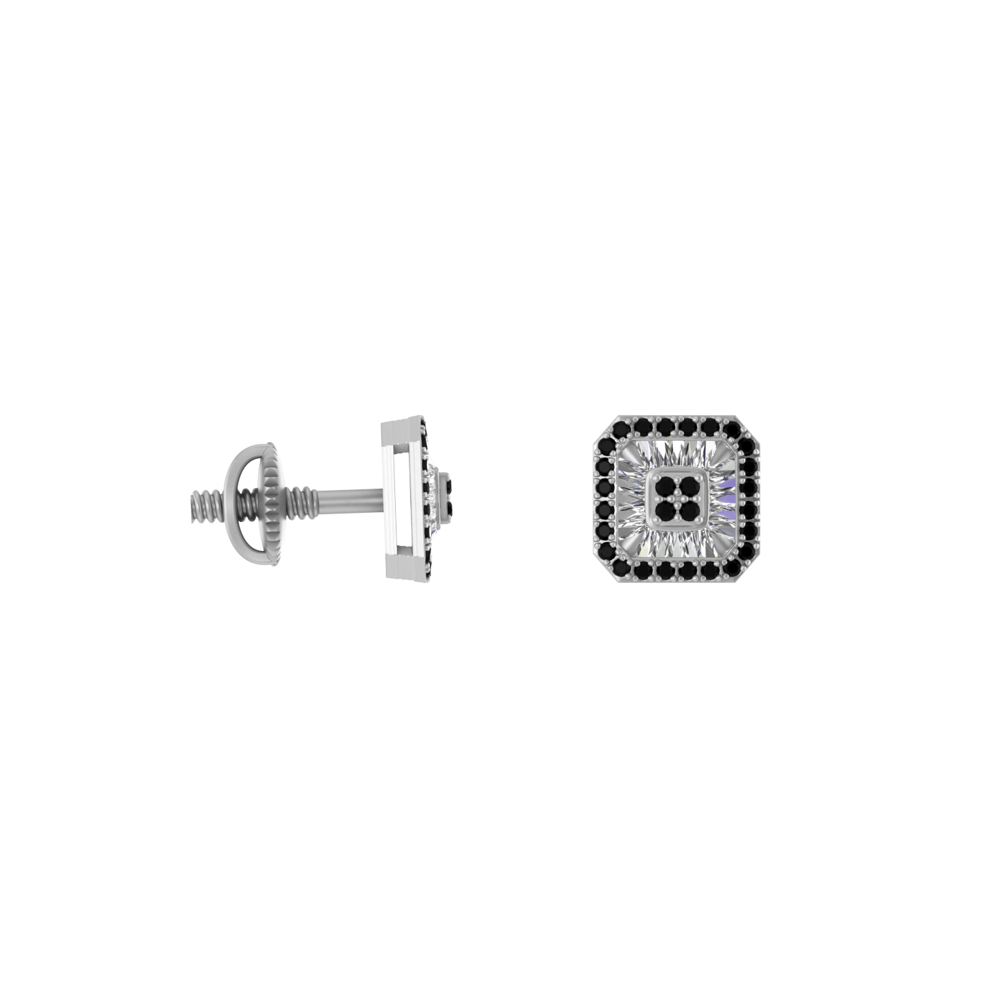 Mocha Opulence: Brown & White Diamond Square Bliss Earrings
