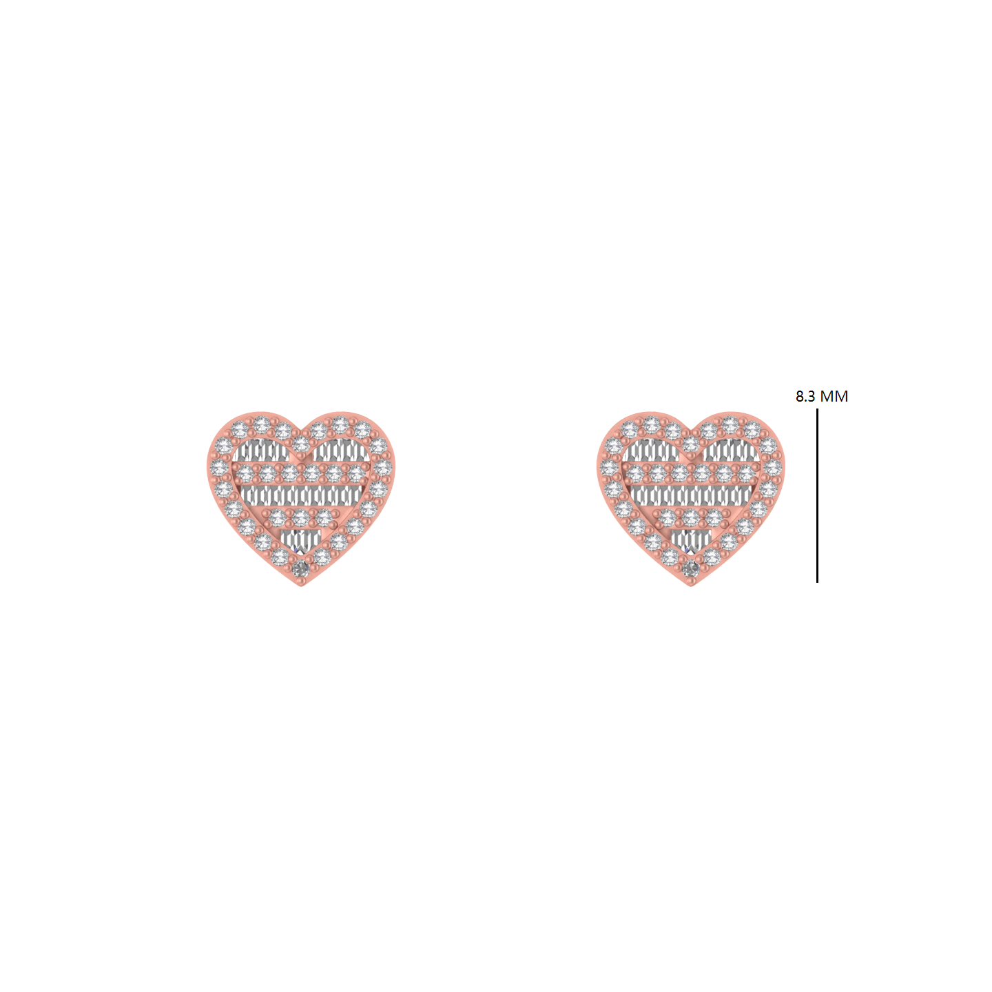Sculpted Love: Baguette Adorned Heart-Shaped Elegance Earrings