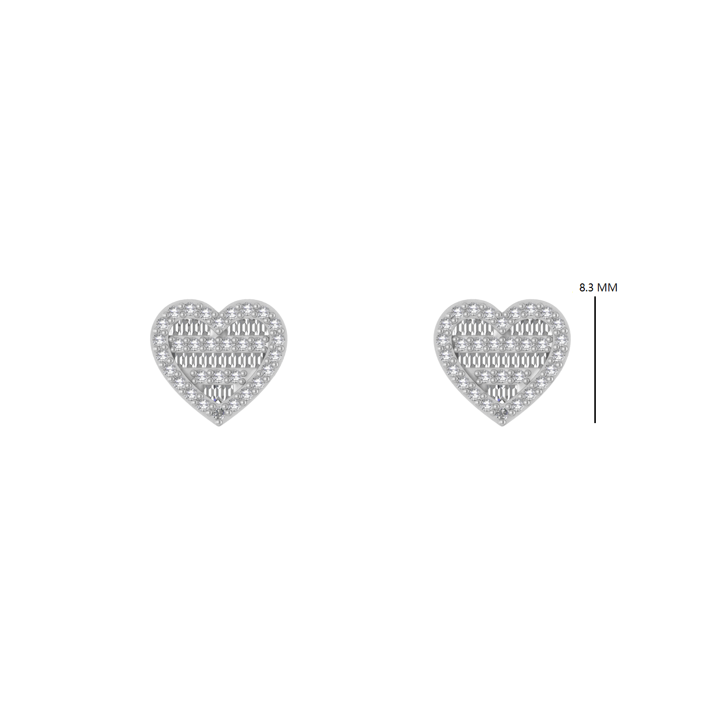Sculpted Love: Baguette Adorned Heart-Shaped Elegance Earrings
