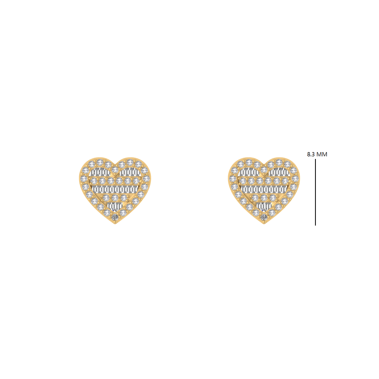Sculpted Love: Baguette Adorned Heart-Shaped Elegance Earrings
