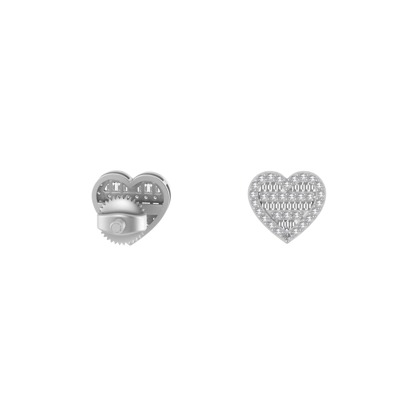 Sculpted Love: Baguette Adorned Heart-Shaped Elegance Earrings