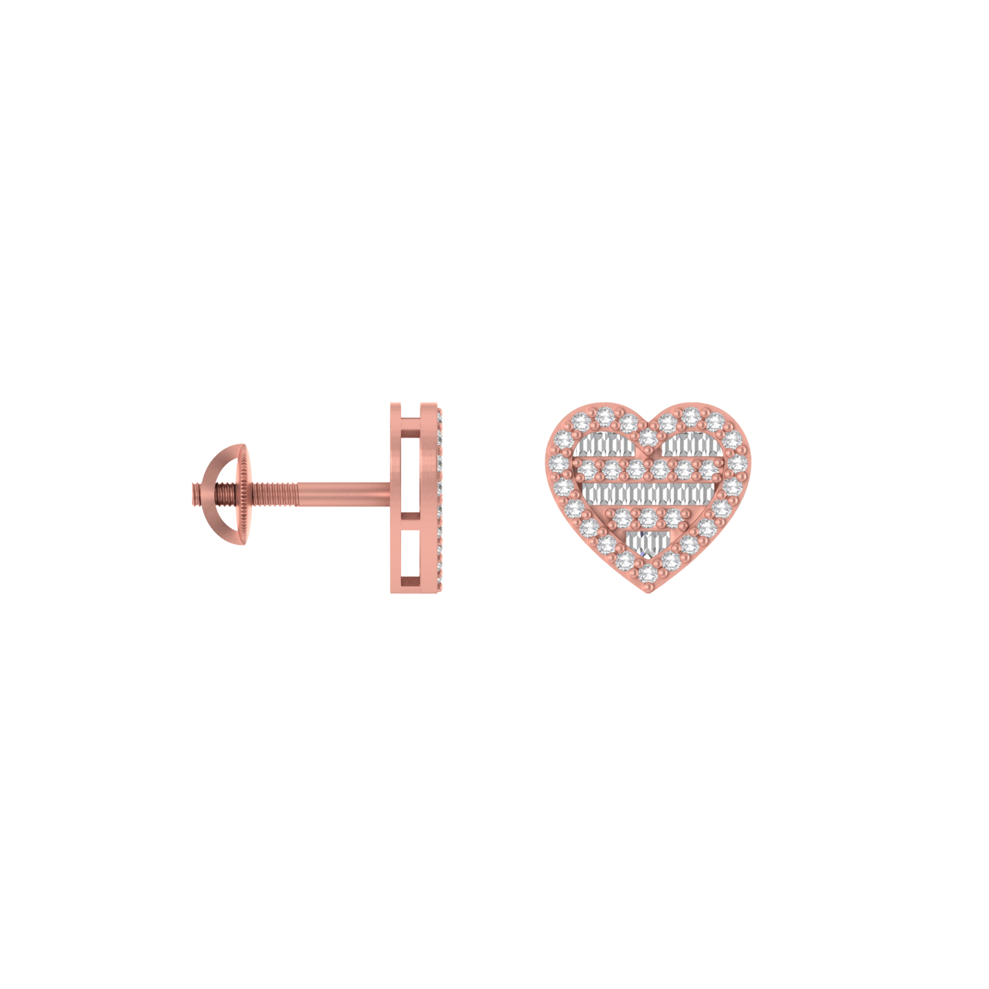 Sculpted Love: Baguette Adorned Heart-Shaped Elegance Earrings