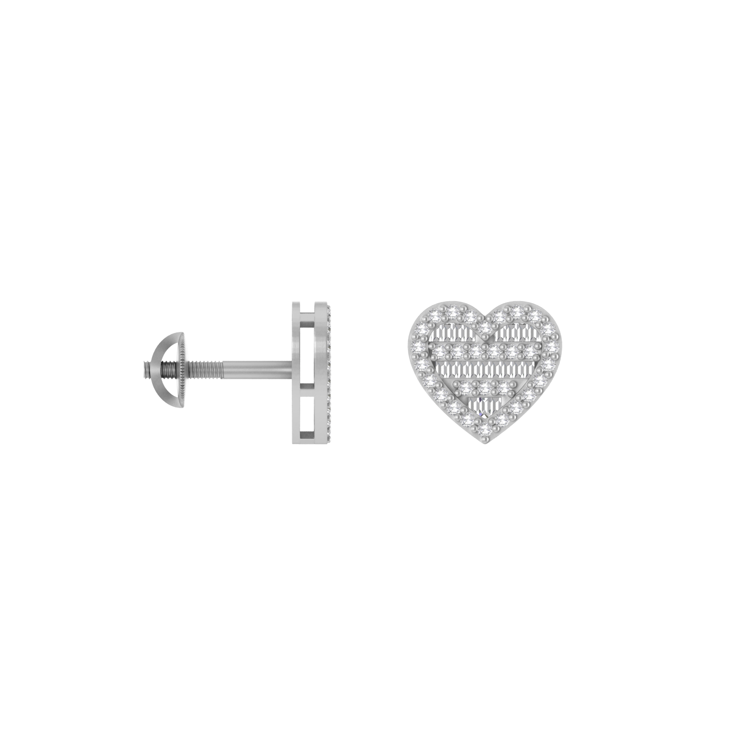 Sculpted Love: Baguette Adorned Heart-Shaped Elegance Earrings