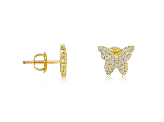 Majestic Flutter: 14k Butterfly Symphony Screw back Earring