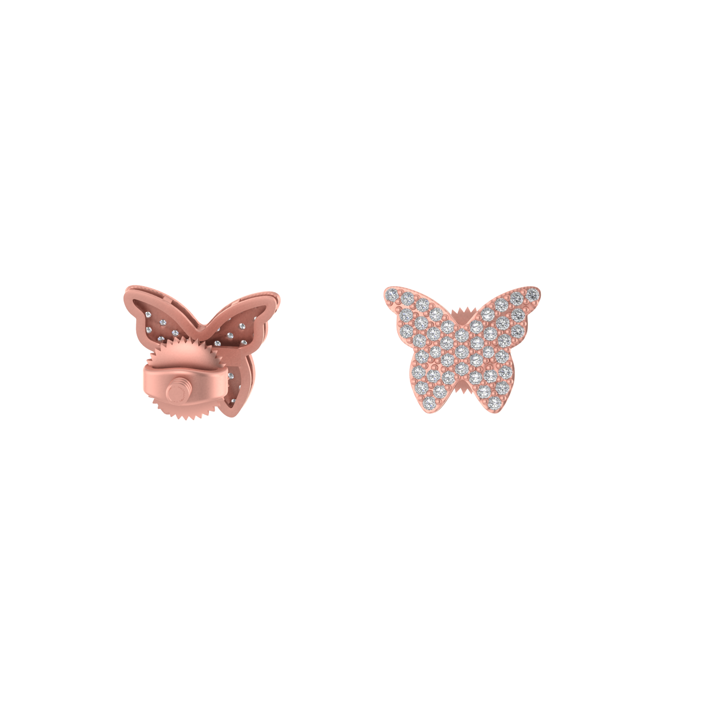 Majestic Flutter: 14k Butterfly Symphony Screw back Earring