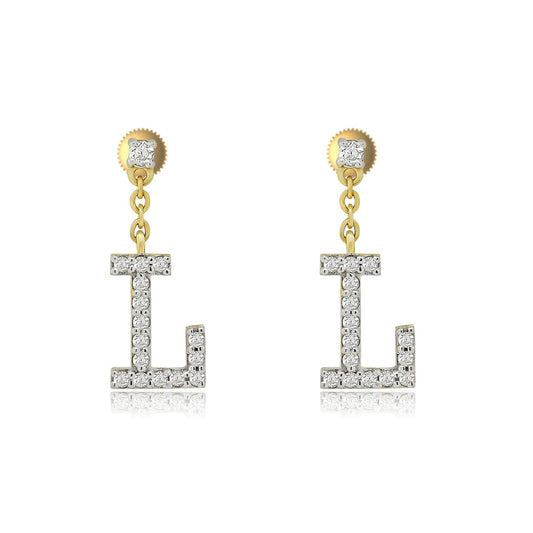 Luminous Letters: 14K Gold Dangle Drop 'L' Initial Earrings