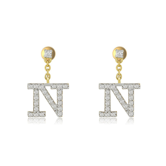 Personalized Glamour: 14K Gold Dangle Drop 'N' Initial Earrings