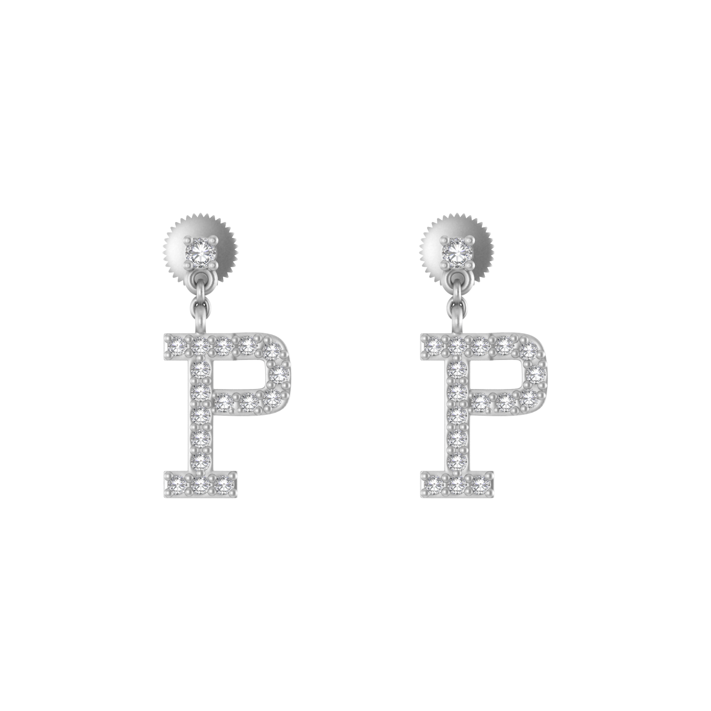Personalized Brilliance: 14k Gold Initial P Dangle Drop Earrings