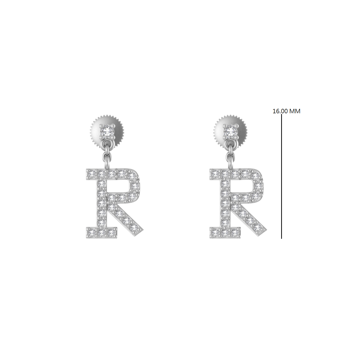 Refined 14k Gold Dangle Earrings Adorned with R Initial