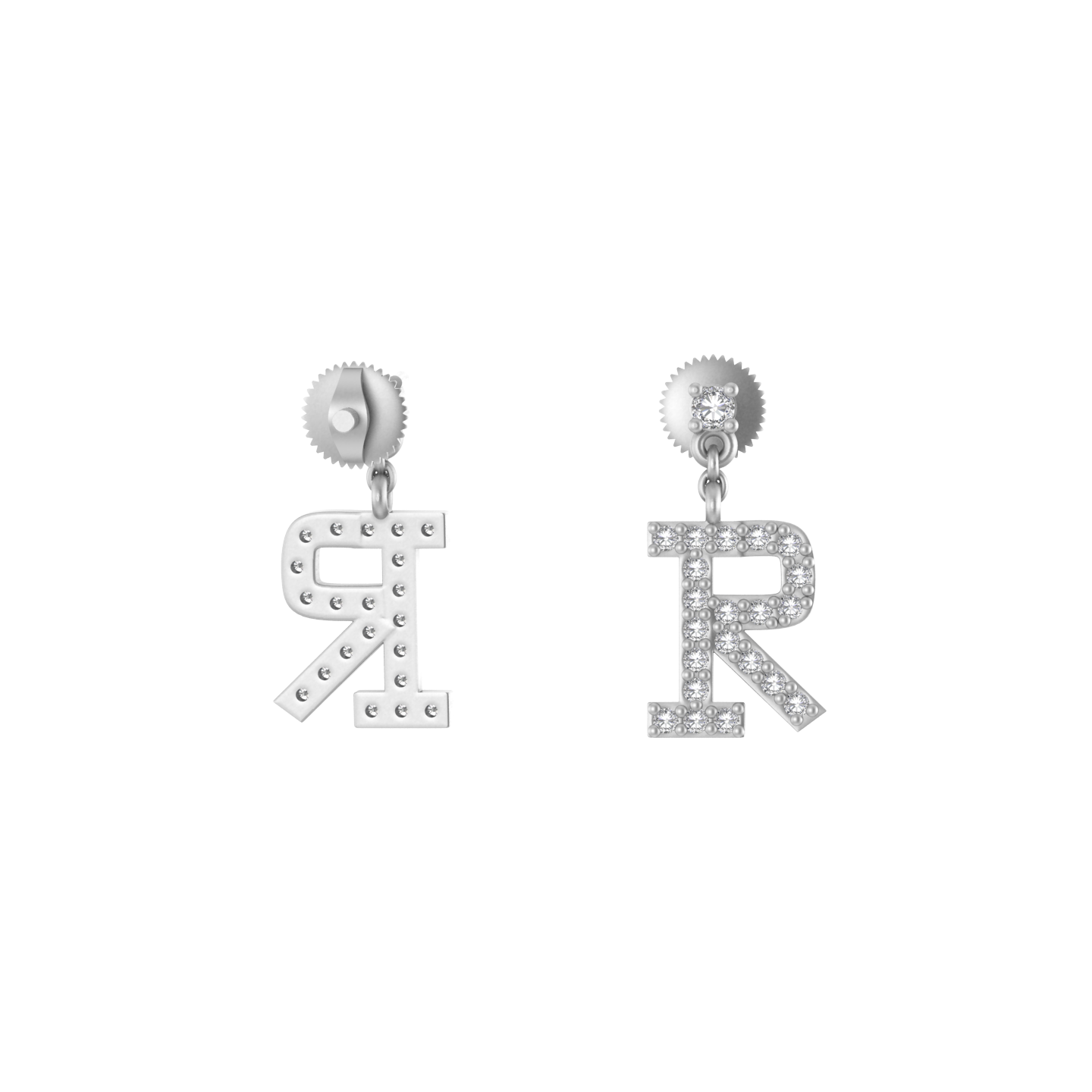 Refined 14k Gold Dangle Earrings Adorned with R Initial