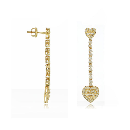 Heartfelt Radiance: 14K Gold Dangle Heart drop Earrings