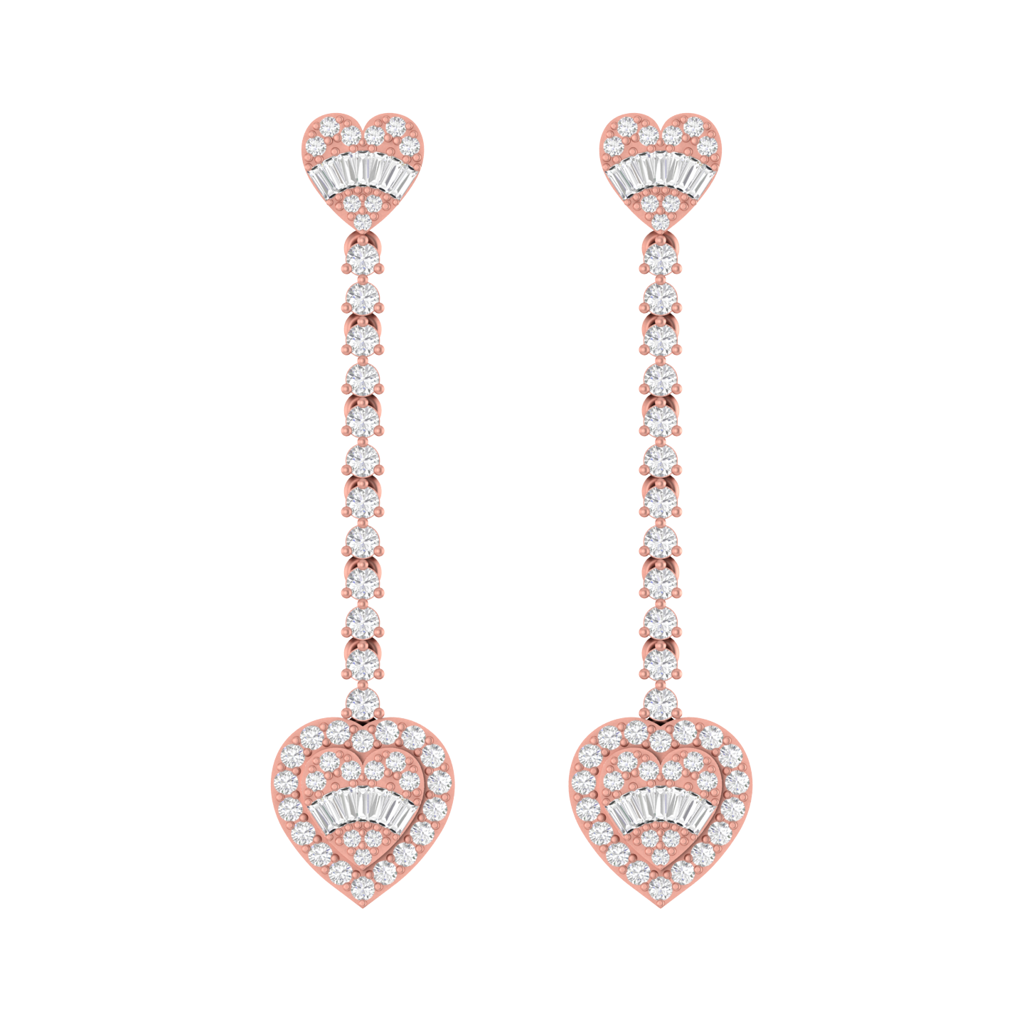Heartfelt Radiance: 14K Gold Dangle Heart drop Earrings