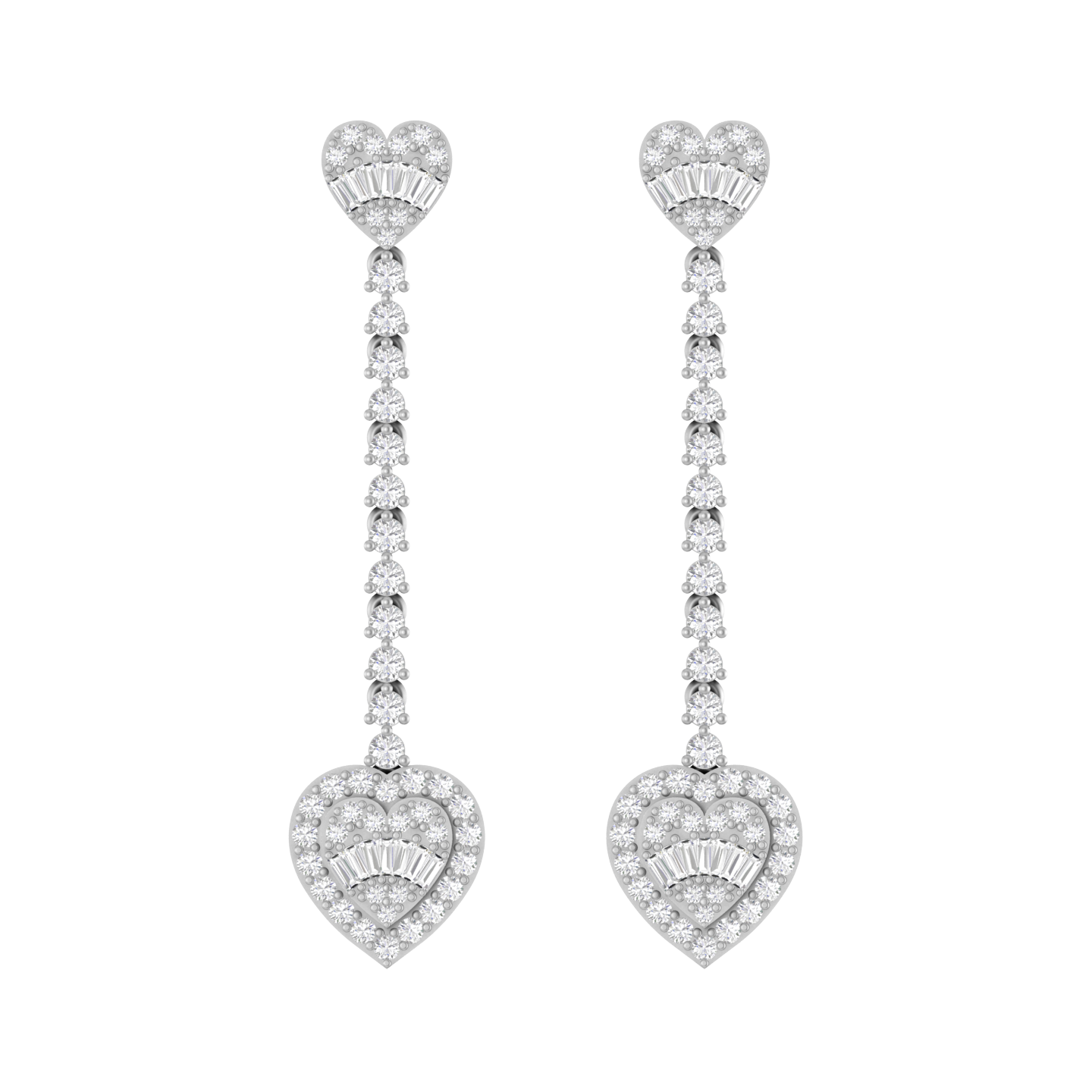 Heartfelt Radiance: 14K Gold Dangle Heart drop Earrings