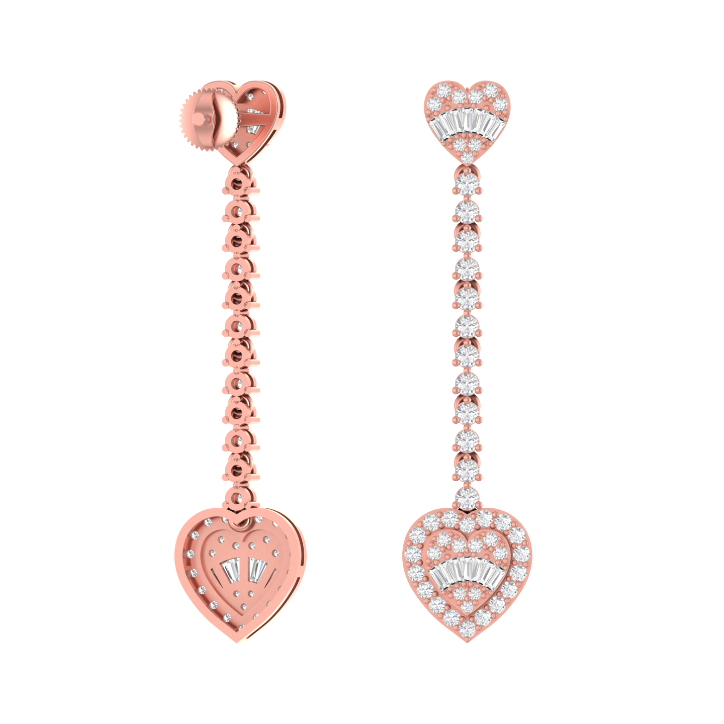 Heartfelt Radiance: 14K Gold Dangle Heart drop Earrings