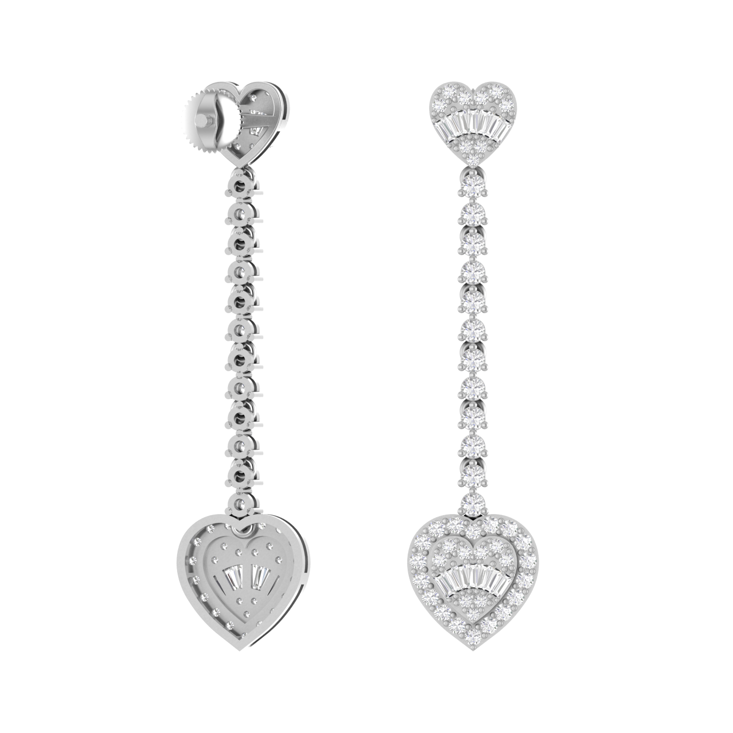 Heartfelt Radiance: 14K Gold Dangle Heart drop Earrings