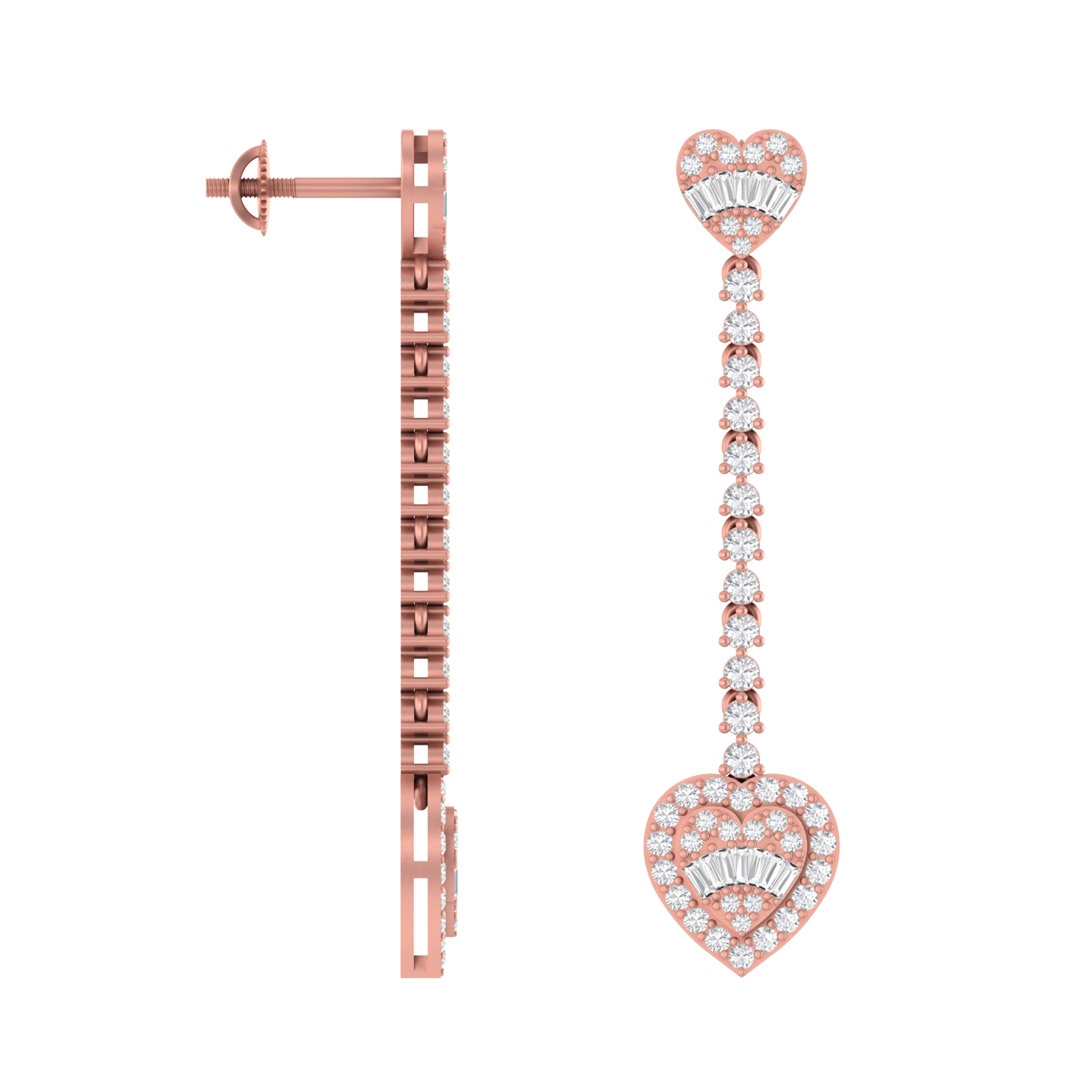 Heartfelt Radiance: 14K Gold Dangle Heart drop Earrings
