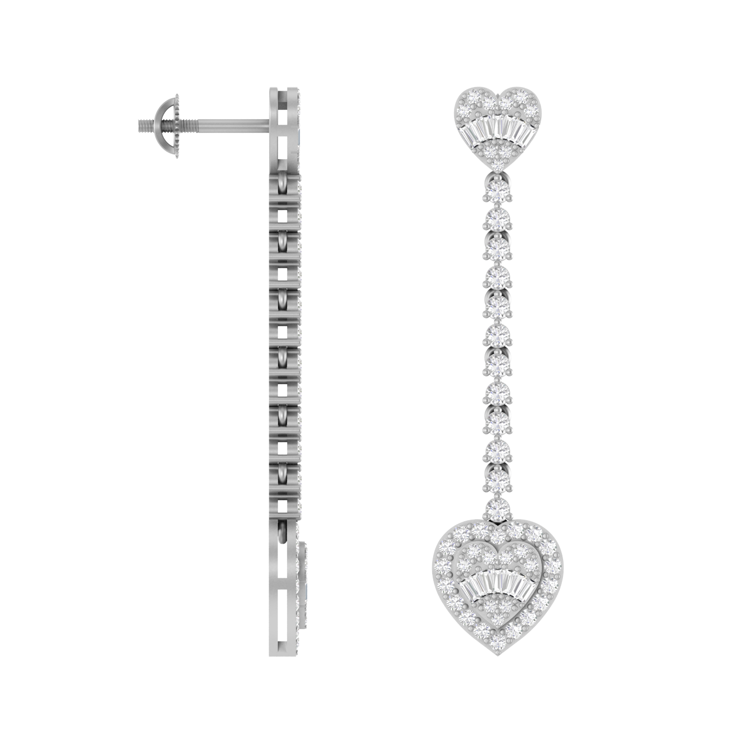 Heartfelt Radiance: 14K Gold Dangle Heart drop Earrings