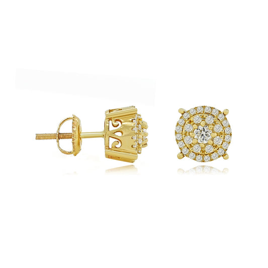 Contemporary Gleam: Modern 14K Gold Round Stud Earrings