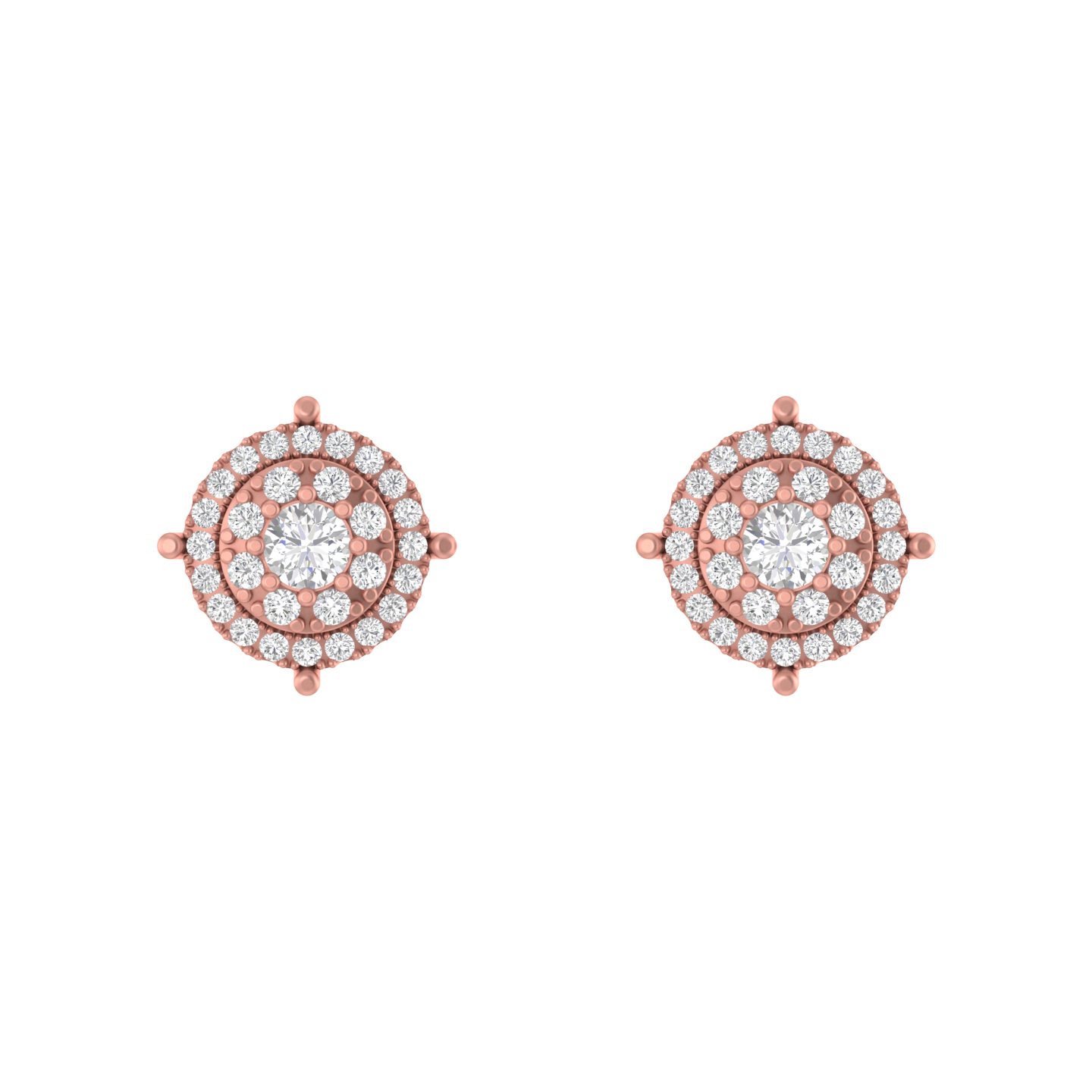Contemporary Gleam: Modern 14K Gold Round Stud Earrings