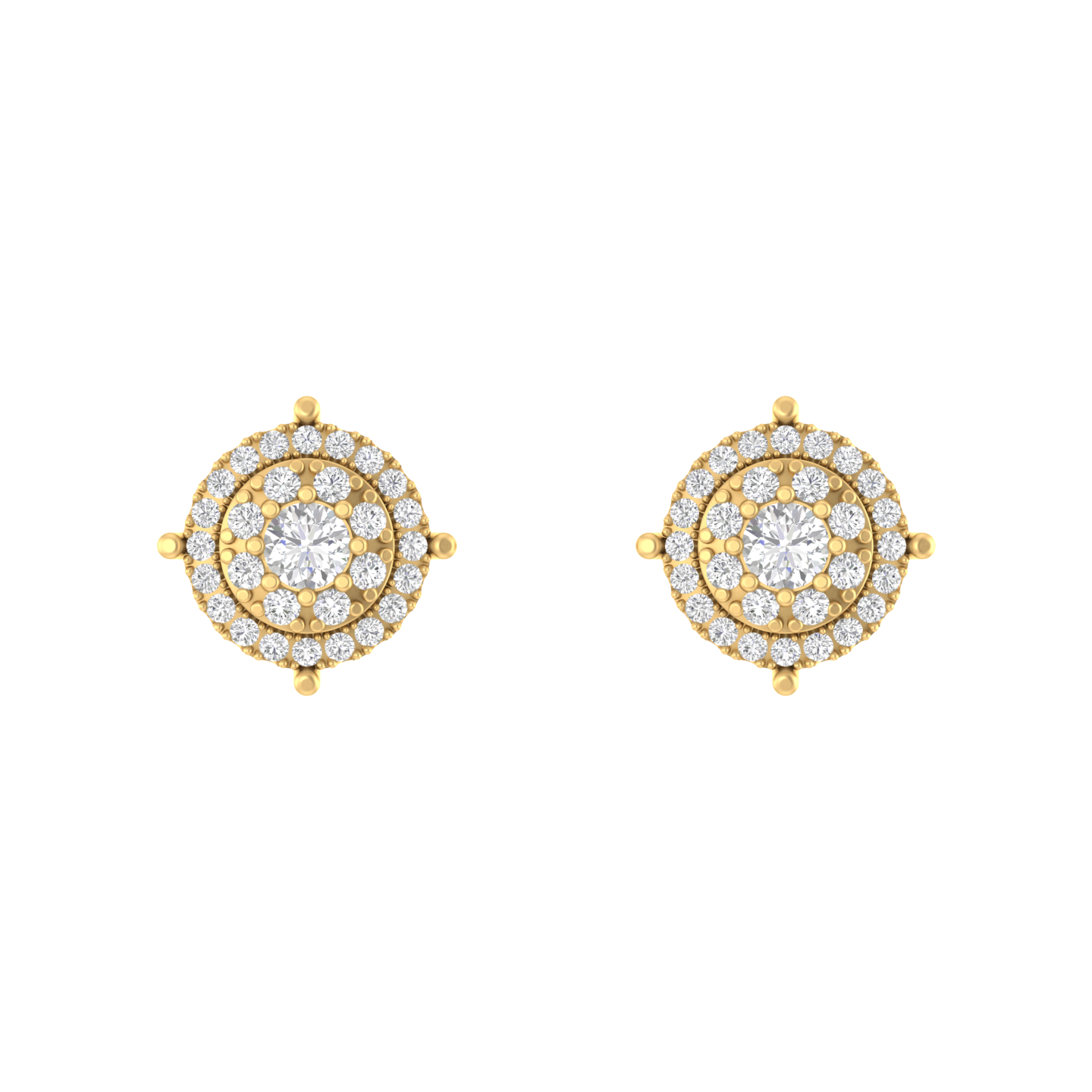 Contemporary Gleam: Modern 14K Gold Round Stud Earrings