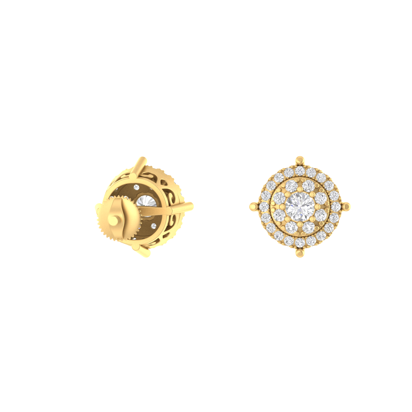 Contemporary Gleam: Modern 14K Gold Round Stud Earrings