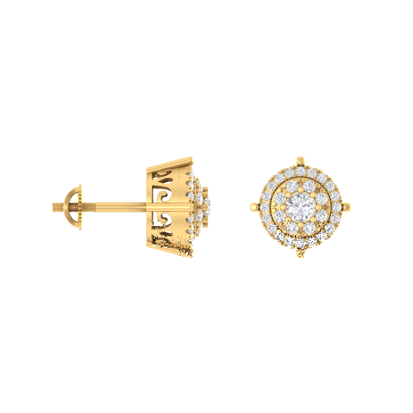 Contemporary Gleam: Modern 14K Gold Round Stud Earrings