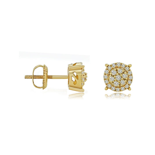 Radiant Moons: 14K Gold Round Stud Earrings