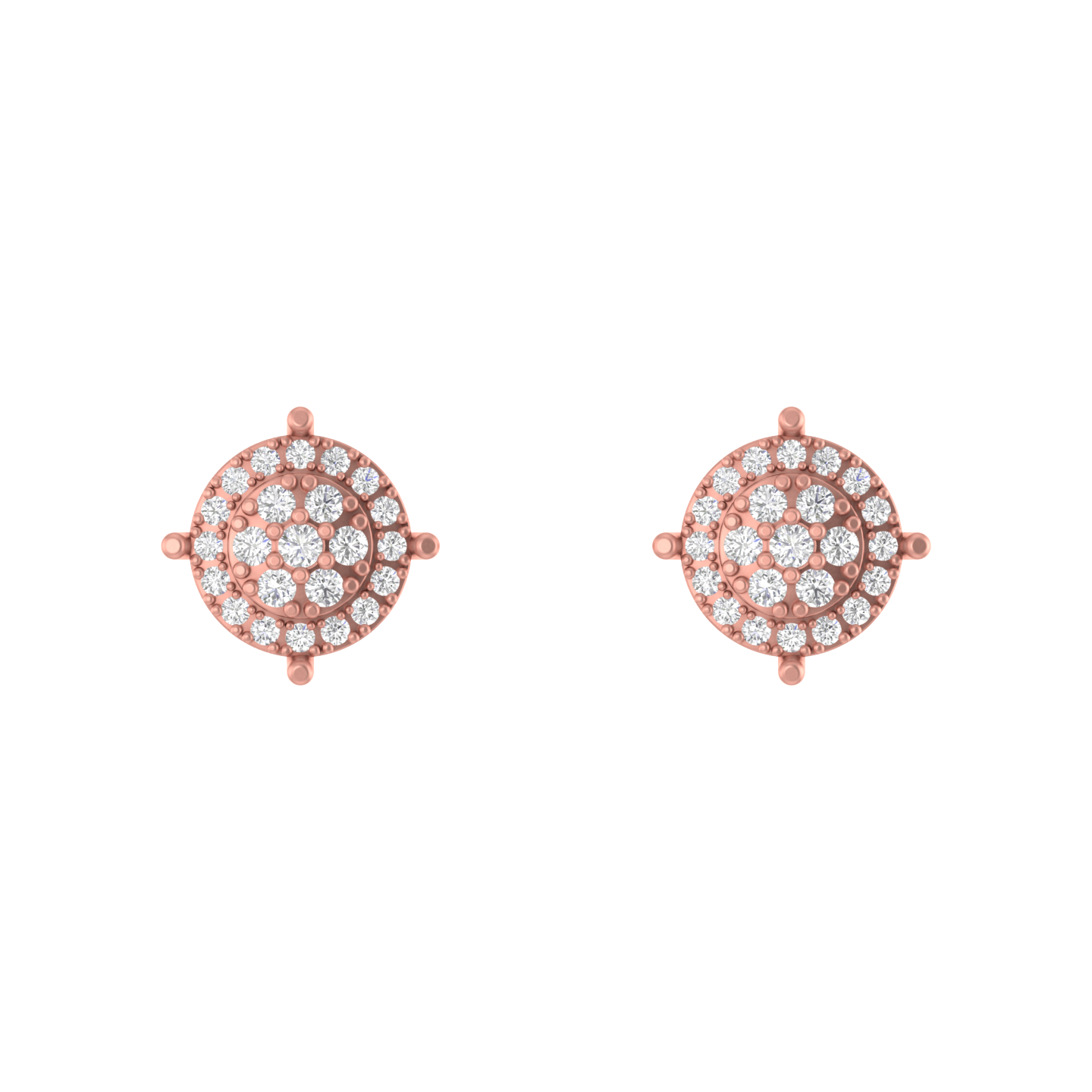 Radiant Moons: 14K Gold Round Stud Earrings