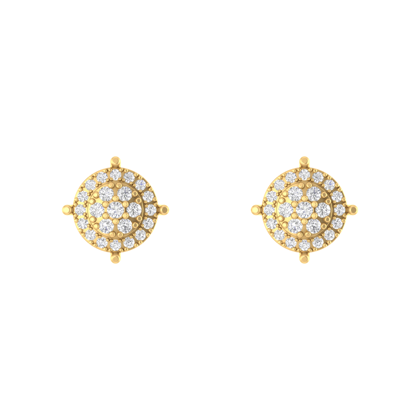 Radiant Moons: 14K Gold Round Stud Earrings