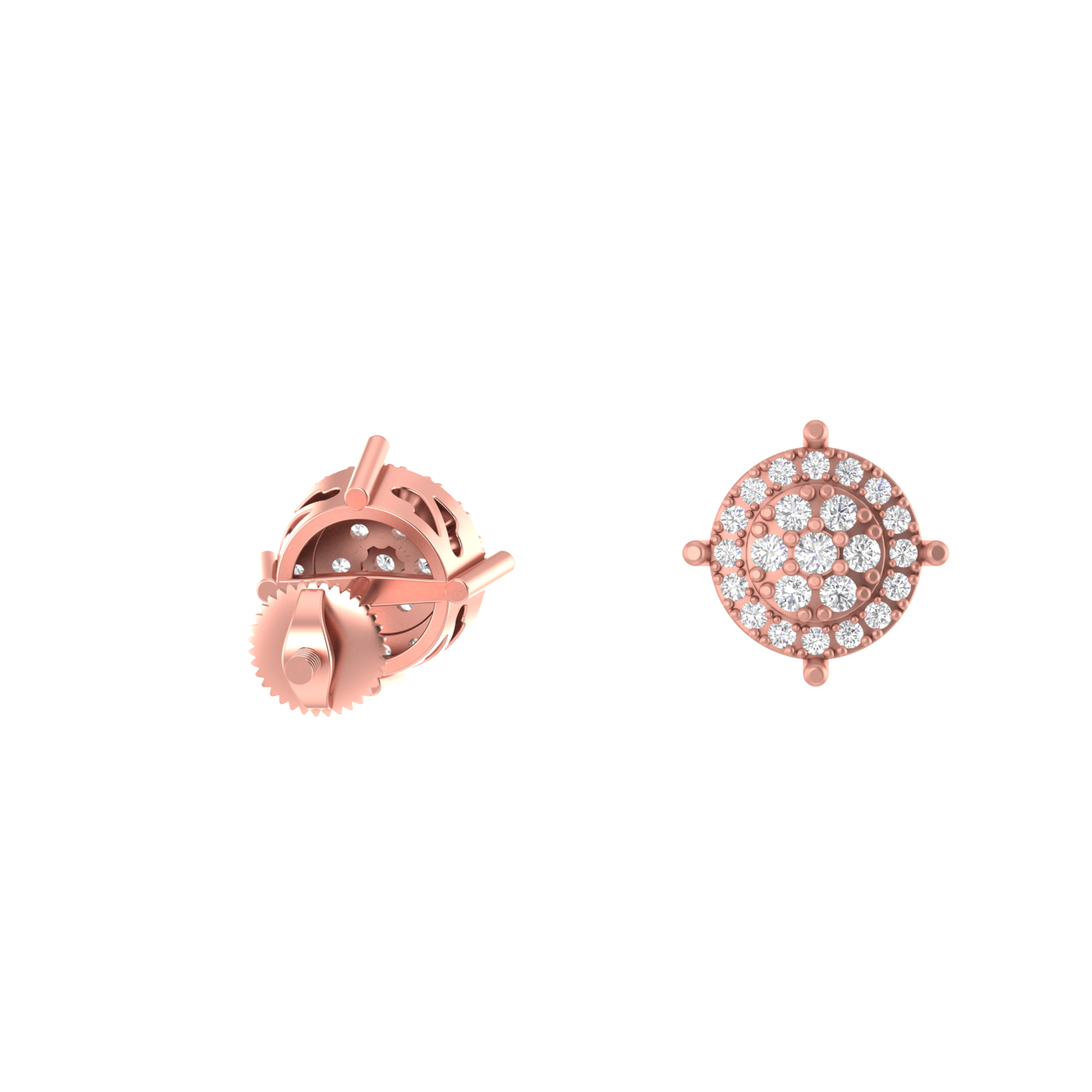 Radiant Moons: 14K Gold Round Stud Earrings