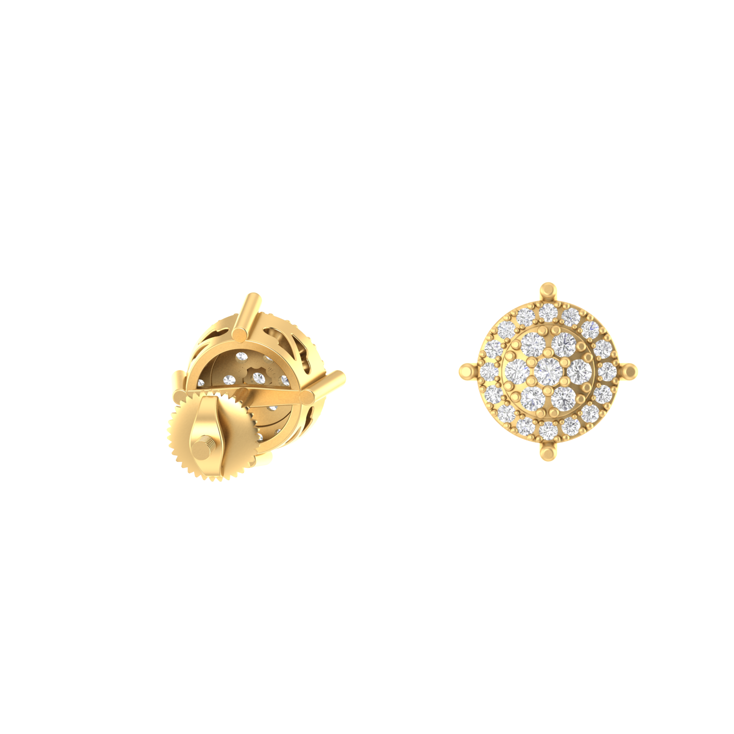 Radiant Moons: 14K Gold Round Stud Earrings