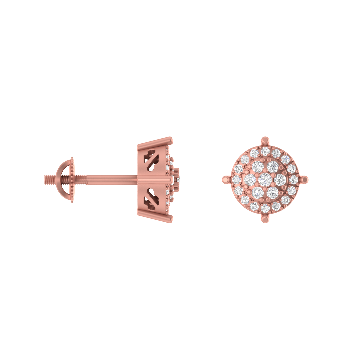 Radiant Moons: 14K Gold Round Stud Earrings