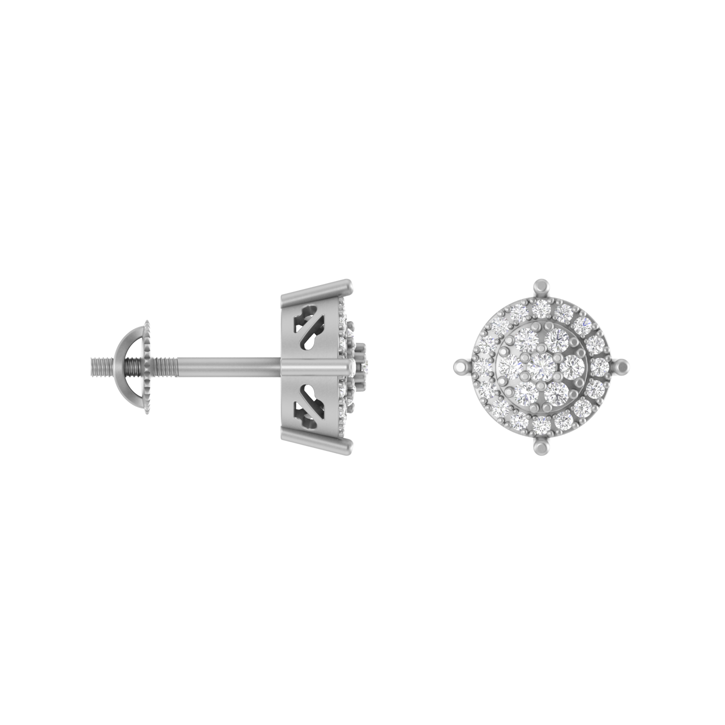 Radiant Moons: 14K Gold Round Stud Earrings