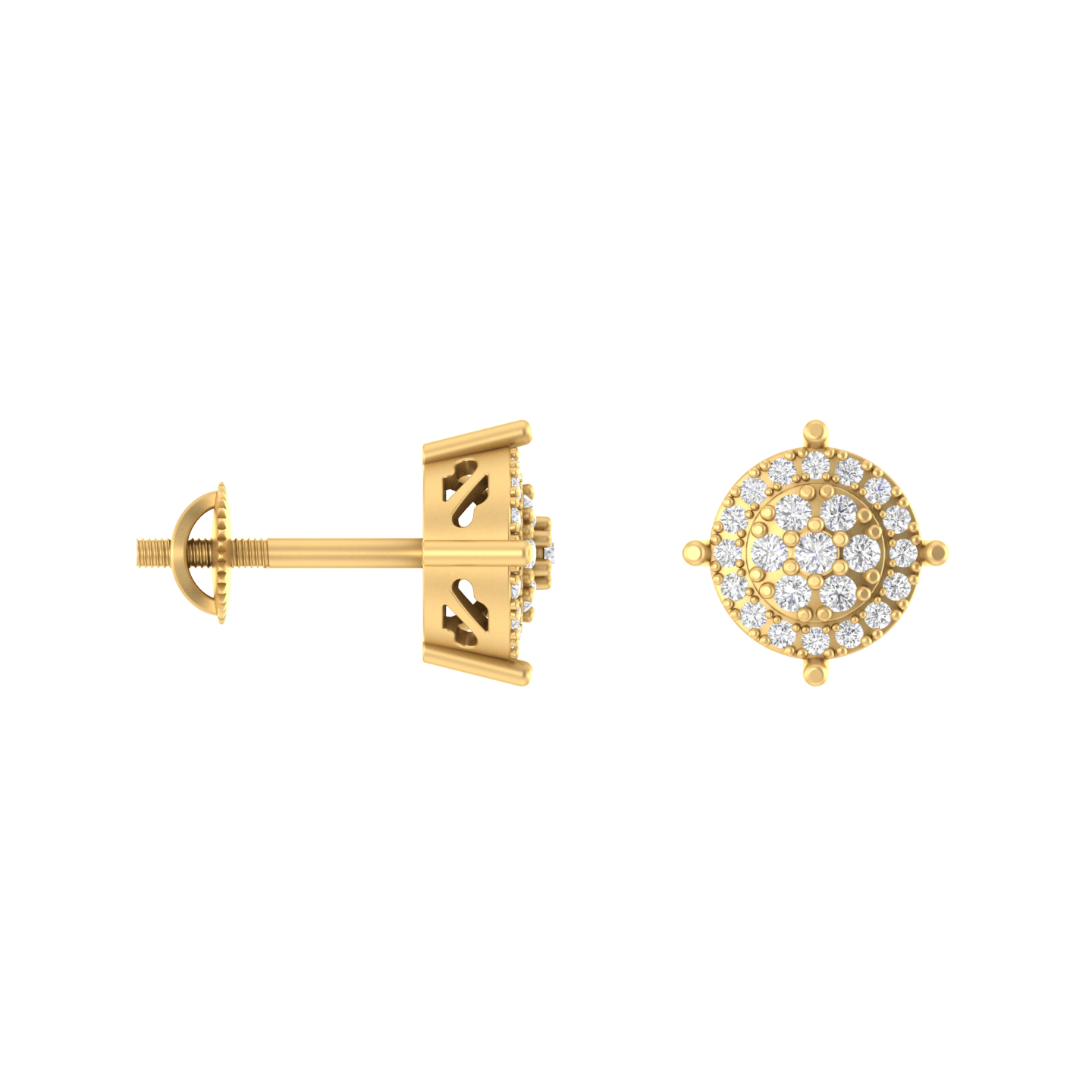 Radiant Moons: 14K Gold Round Stud Earrings